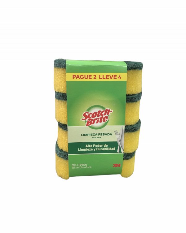 ESPONJA LIMPIEZA PESADA SCOTCH BRITE * 4 UDS