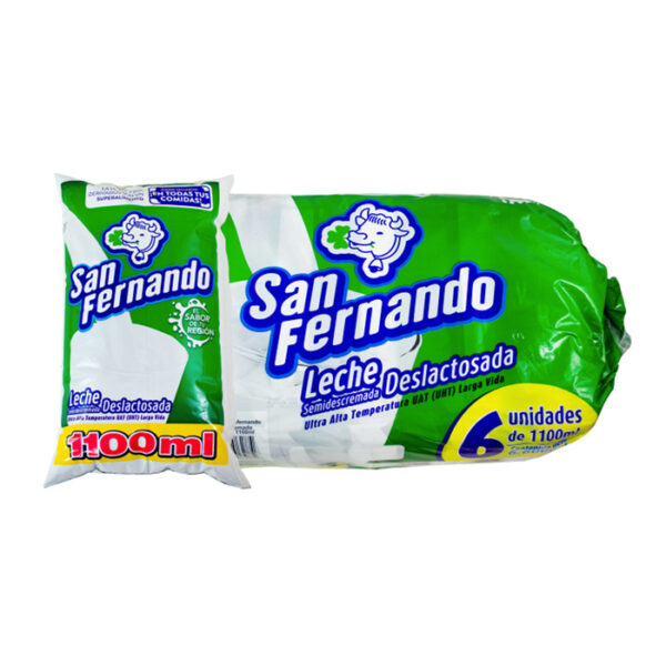 Leche semidescremada deslactosada San Fernando 6 und x 1100ml