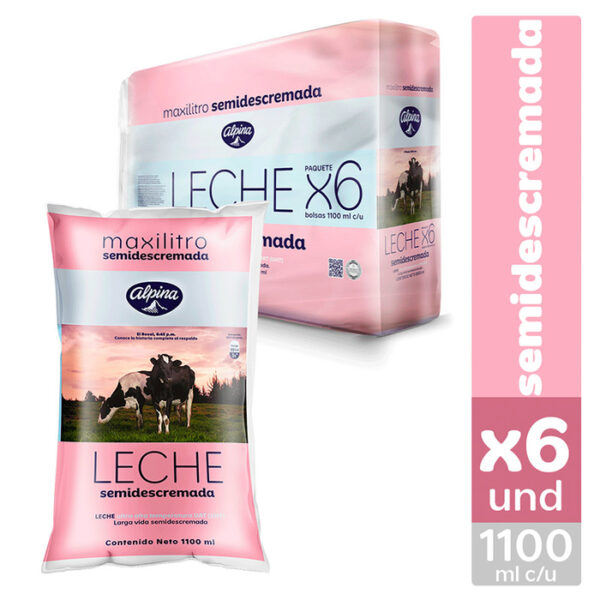 Leche larga vida Semidescremada Alpina 6 UDS x 1100ml