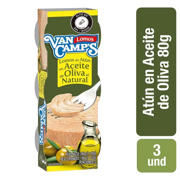 Lomos de Atun en Aceite de Oliva Van Camps 3x80g