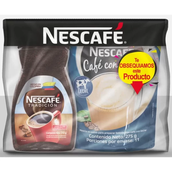 Nescafe Tradicional 170g Gratis Nescafe con Leche 275g