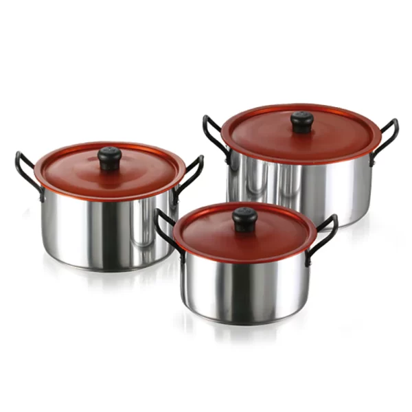 Juego de Ollas Imusa 3 Piezas Tapa Roja
