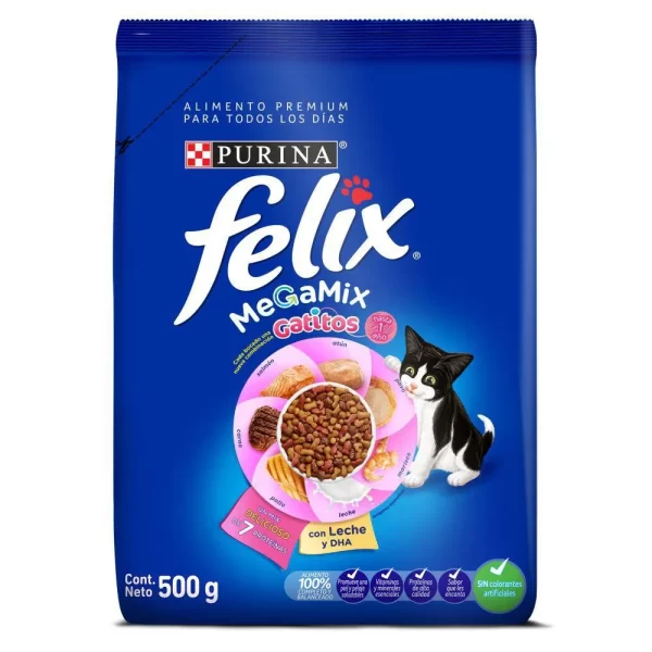 Concentrado Felix MegaMix con Leche Gatitos 500gr