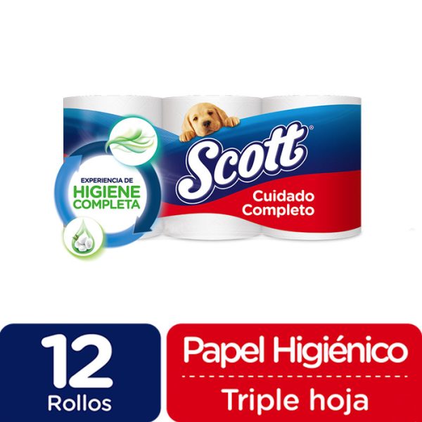 Papel Higienico Scott Cuidado Completo Triple Hoja 12 rollos