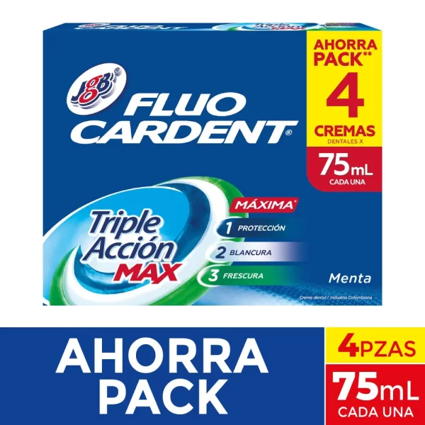 Crema Dental Fluocardent Triple Acción Max 4x75 ml