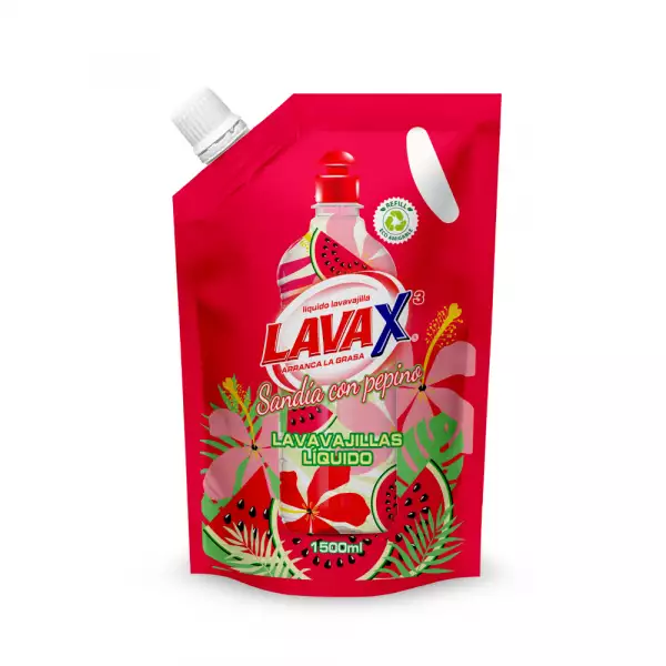 Lavavajilla Líquido LavaX Sandia con Pepino Doypack 1,5Lt