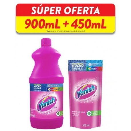 Quita Manchas Vanish Líquido Rosa 900ml+450ml