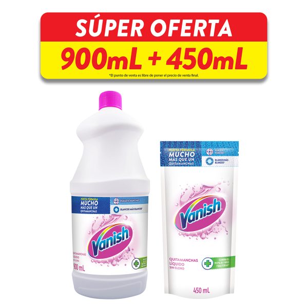 Quita Manchas Vanish Líquido Blanco 900ml+450ml